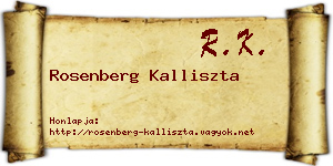 Rosenberg Kalliszta névjegykártya
